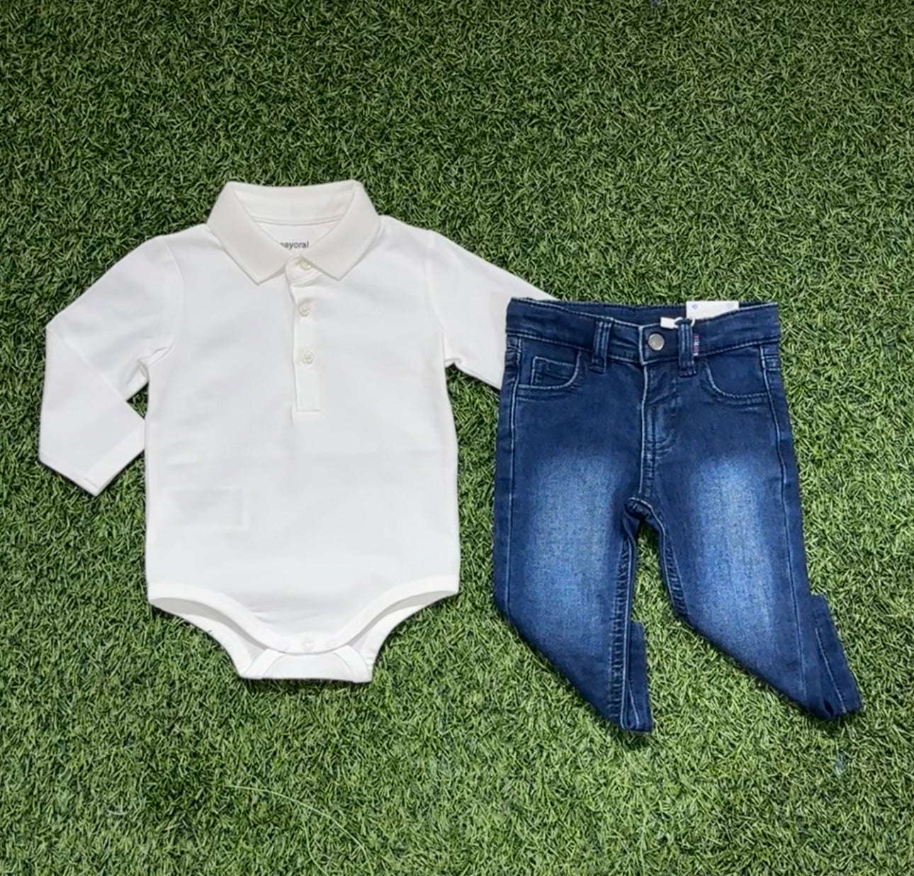 Mayoral White Long Sleeve Onesie