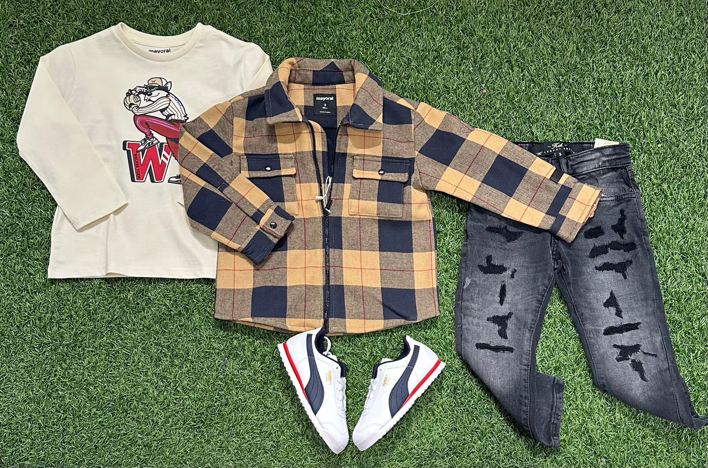 Mayoral Toffee Plaid jacket