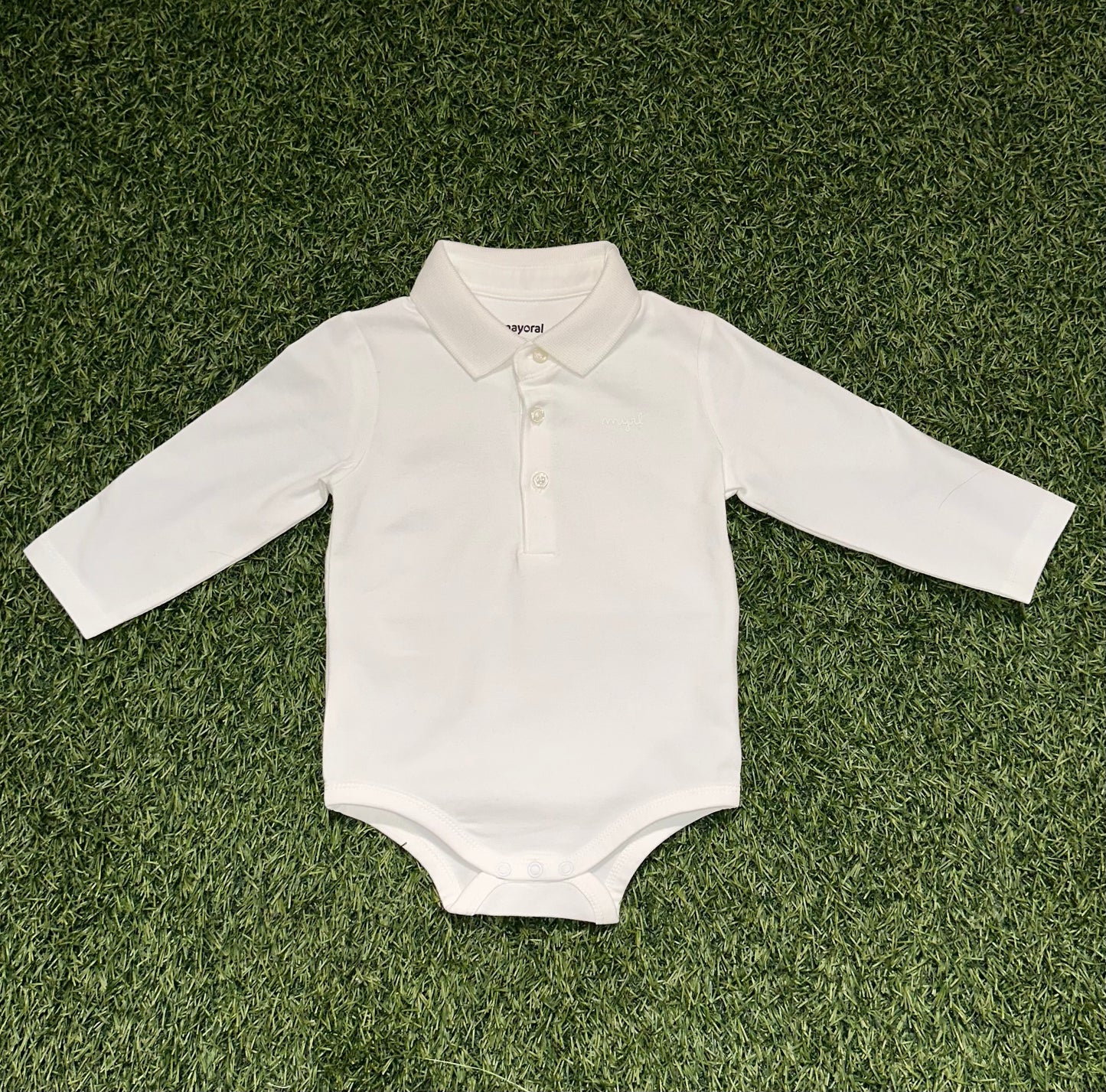 Mayoral White Long Sleeve Onesie
