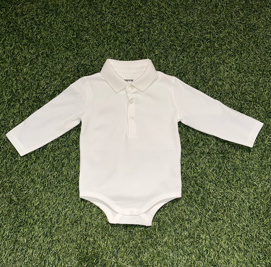 Mayoral White Long Sleeve Onesie